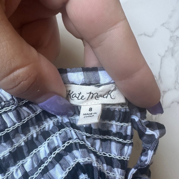 Kate Mack Girls Black White Gingham Smocked Ruffle Crop Top Size 8 - Picture 3 of 3